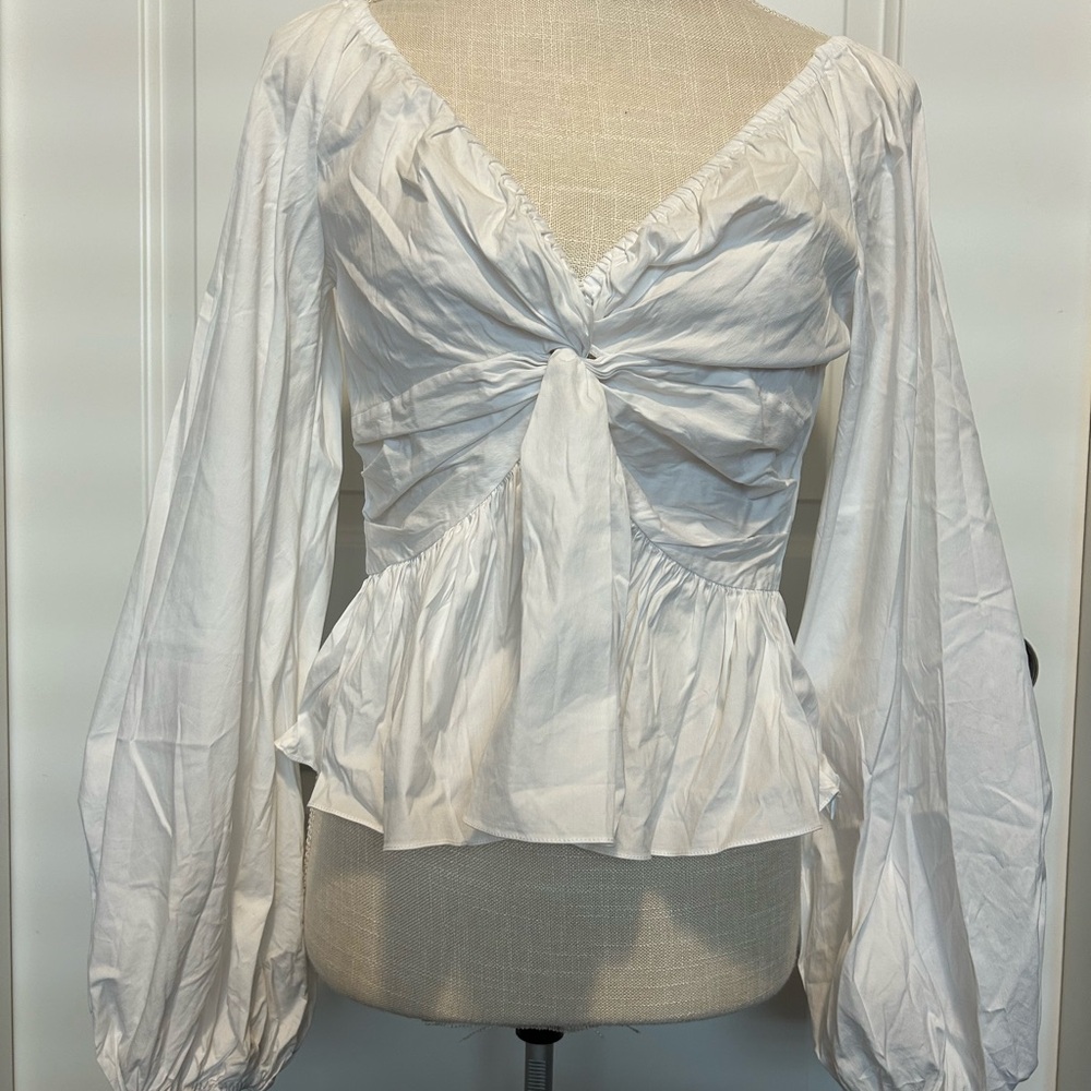 Caroline Constas White Peplum Blouse